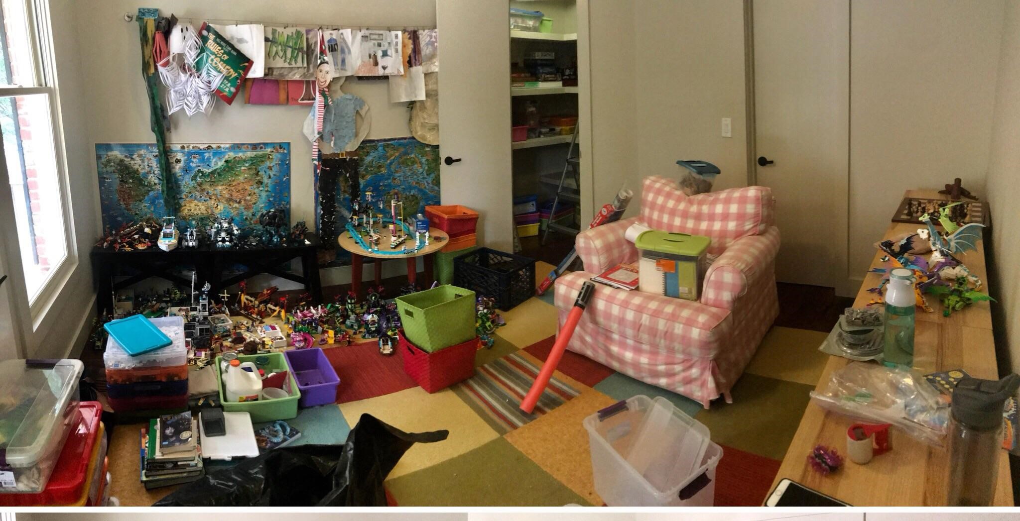 A dirty room before cleaning